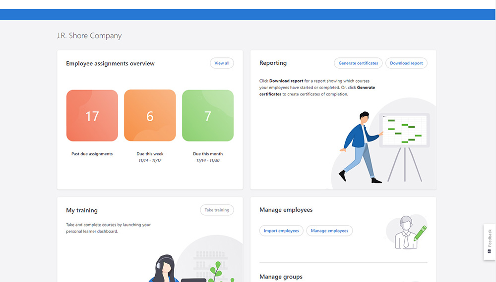 Learning Management System screen